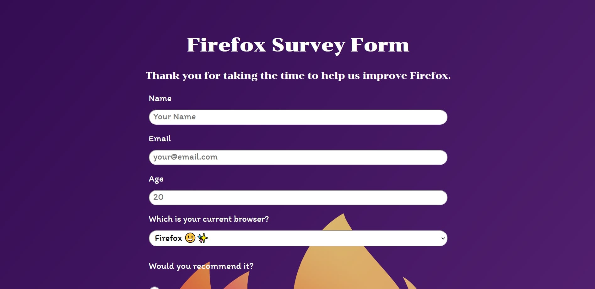 Link To Firefox Survey Form